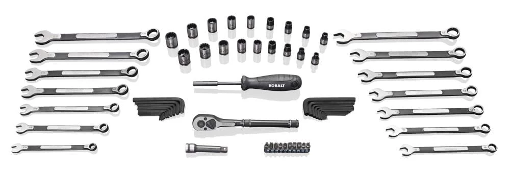 Kobalt Mechanics Tool Sets Universal 67-Piece Standard (SAE) and Metric Combination Matte Mechanics Tool Set (3/8-in) 1 Kobalt Mechanics Tool Sets Universal 67-Piece Standard (SAE) and Metric Combination Matte Mechanics Tool Set (3/8-in)