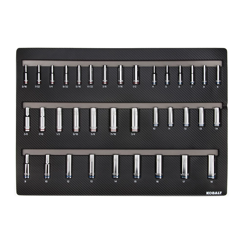 Kobalt Mechanics Tool Sets 300-Piece Standard (SAE) and Metric Combination Polished Chrome Mechanics Tool Set (1/4-in; 3/8-in) 7 Kobalt Mechanics Tool Sets 300-Piece Standard (SAE) and Metric Combination Polished Chrome Mechanics Tool Set (1/4-in; 3/8-in) - Image 7