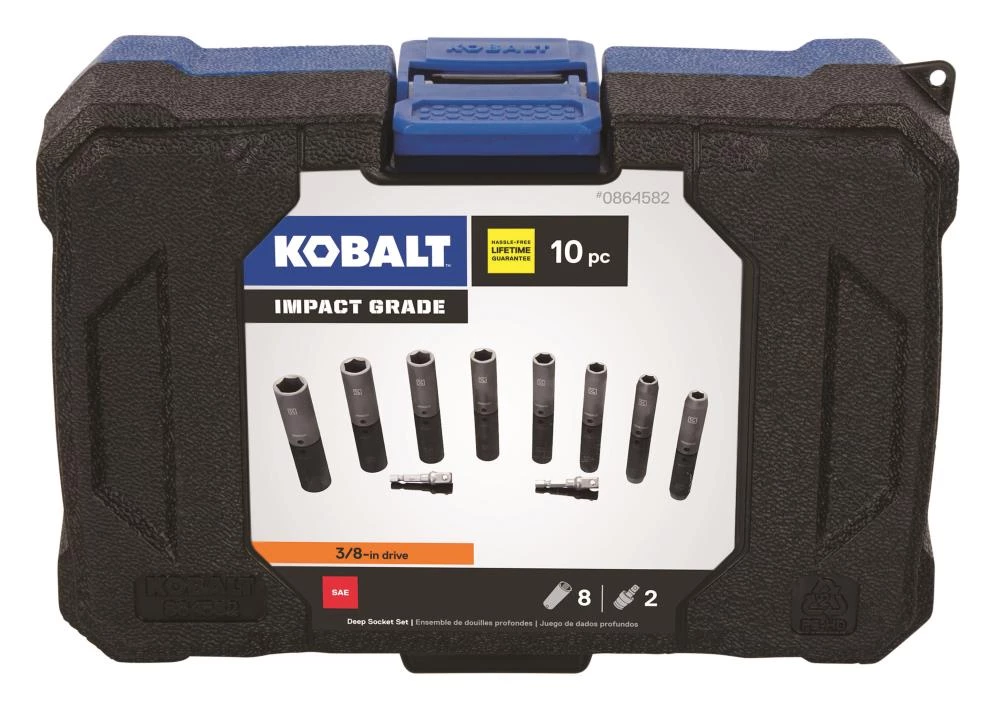 Kobalt Impact Sockets & Impact Socket Sets 10-Piece Standard (SAE) 3/8-in Drive Set 6-Point Impact Socket Set 3 Kobalt Impact Sockets & Impact Socket Sets 10-Piece Standard (SAE) 3/8-in Drive Set 6-Point Impact Socket Set - Image 3
