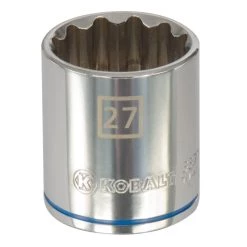 Kobalt Sockets & Socket Sets Metric 1/2-in Drive 12-point 27-mm Shallow Socket