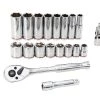 Kobalt Mechanics Tool Sets 19-Piece Standard (SAE) Polished Chrome Mechanics Tool Set (3/8-in)
