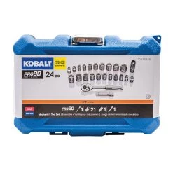 Kobalt Mechanics Tool Sets 24-Piece Standard (SAE) and Metric Combination Polished Chrome Mechanics Tool Set (3/8-in) -Hot Sale Kobalt Shop 10340572