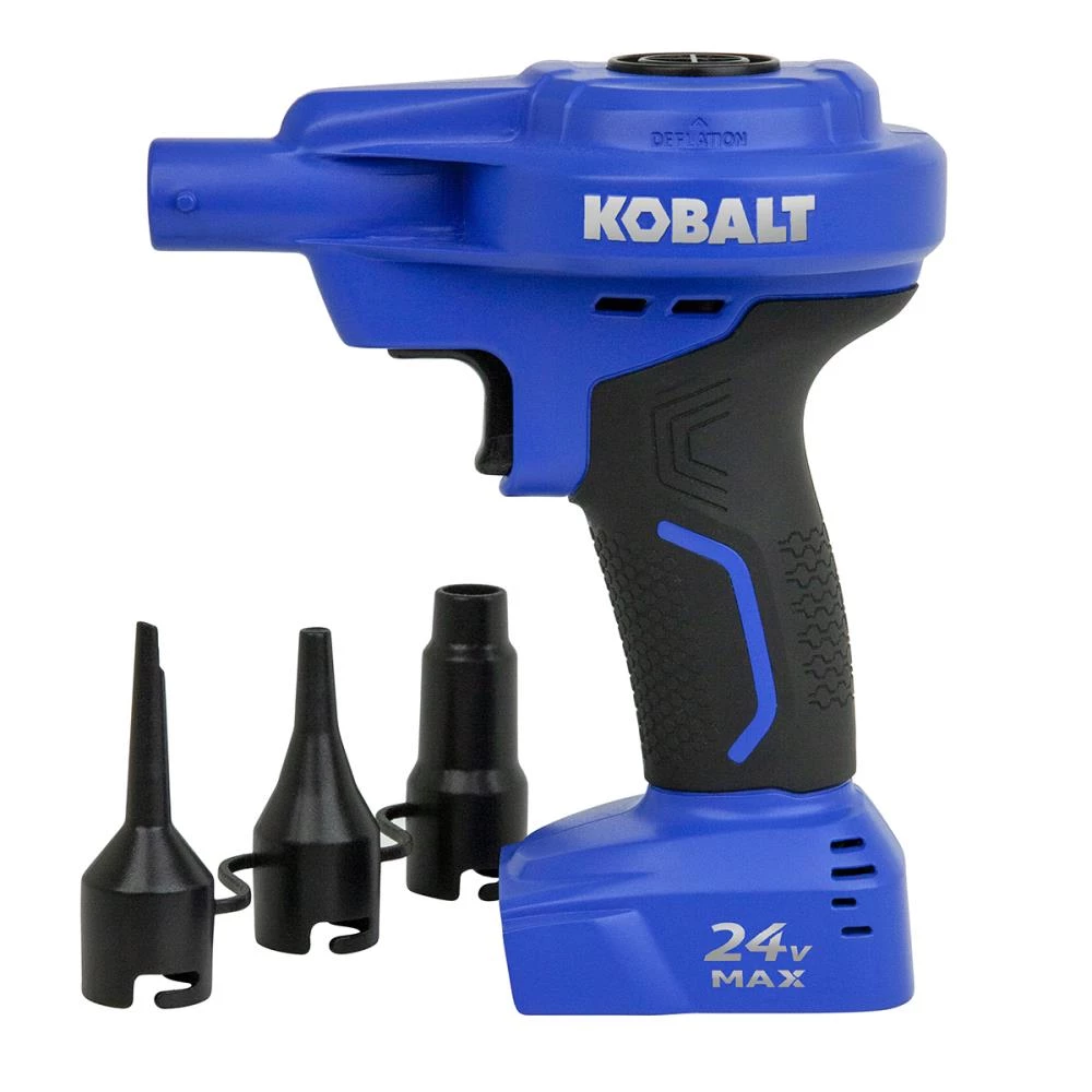 Kobalt Air Inflators 24V Cordless High Volume Inflator 24-Volt Lithium Ion (Li-Ion) Air Inflator (Power Source: Battery) 1 Kobalt Air Inflators 24V Cordless High Volume Inflator 24-Volt Lithium Ion (Li-Ion) Air Inflator (Power Source: Battery)