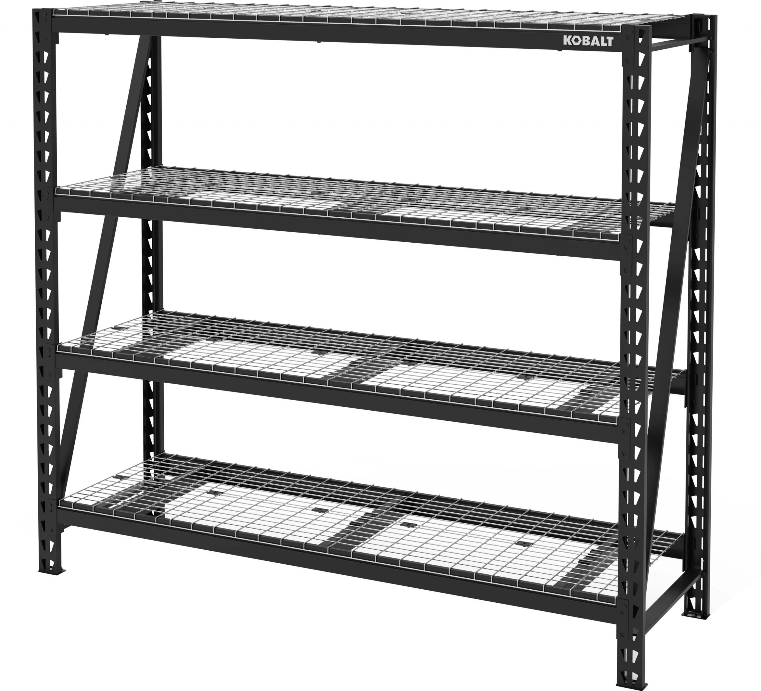 Kobalt Freestanding Shelving Units 84-in W x 24-in D x 84-in H 4-Tier Heavy Duty Steel Utility Shelving Unit 1 Kobalt Freestanding Shelving Units 84-in W x 24-in D x 84-in H 4-Tier Heavy Duty Steel Utility Shelving Unit