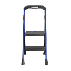 Kobalt Step Stools 2-Step 300-lb Capacity Black Steel Foldable Step Stool