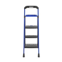 Kobalt Step Stools 3-Step 300-lb Capacity Black Steel Foldable Step Stool