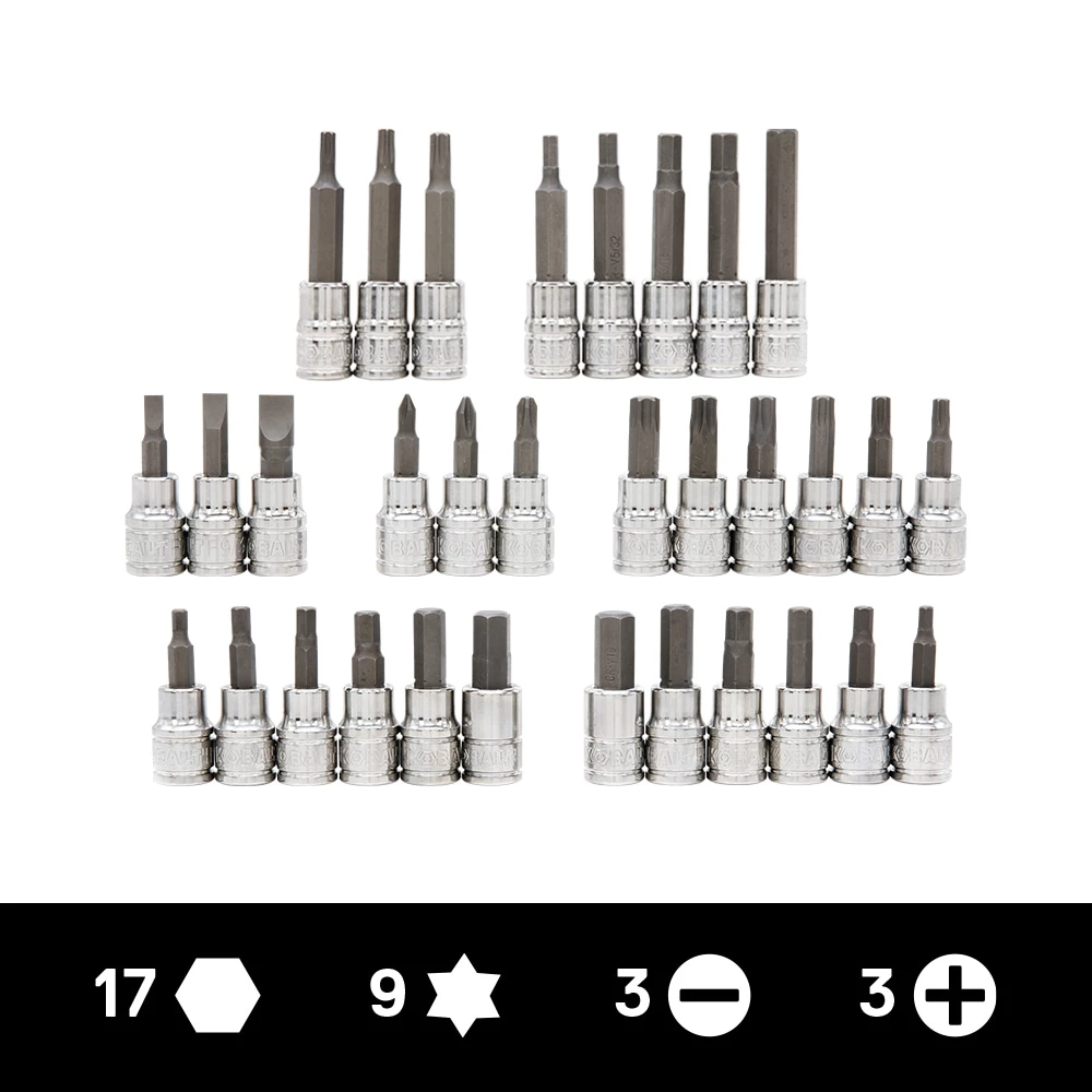 Kobalt Driver Sockets & Sets 42-Piece 3/8-in Drive Set Hex; Torx; Phillips; Flathead Bit Standard (SAE) and Metric Combination Driver Socket Set 7 Kobalt Driver Sockets & Sets 42-Piece 3/8-in Drive Set Hex; Torx; Phillips; Flathead Bit Standard (SAE) and Metric Combination Driver Socket Set - Image 7