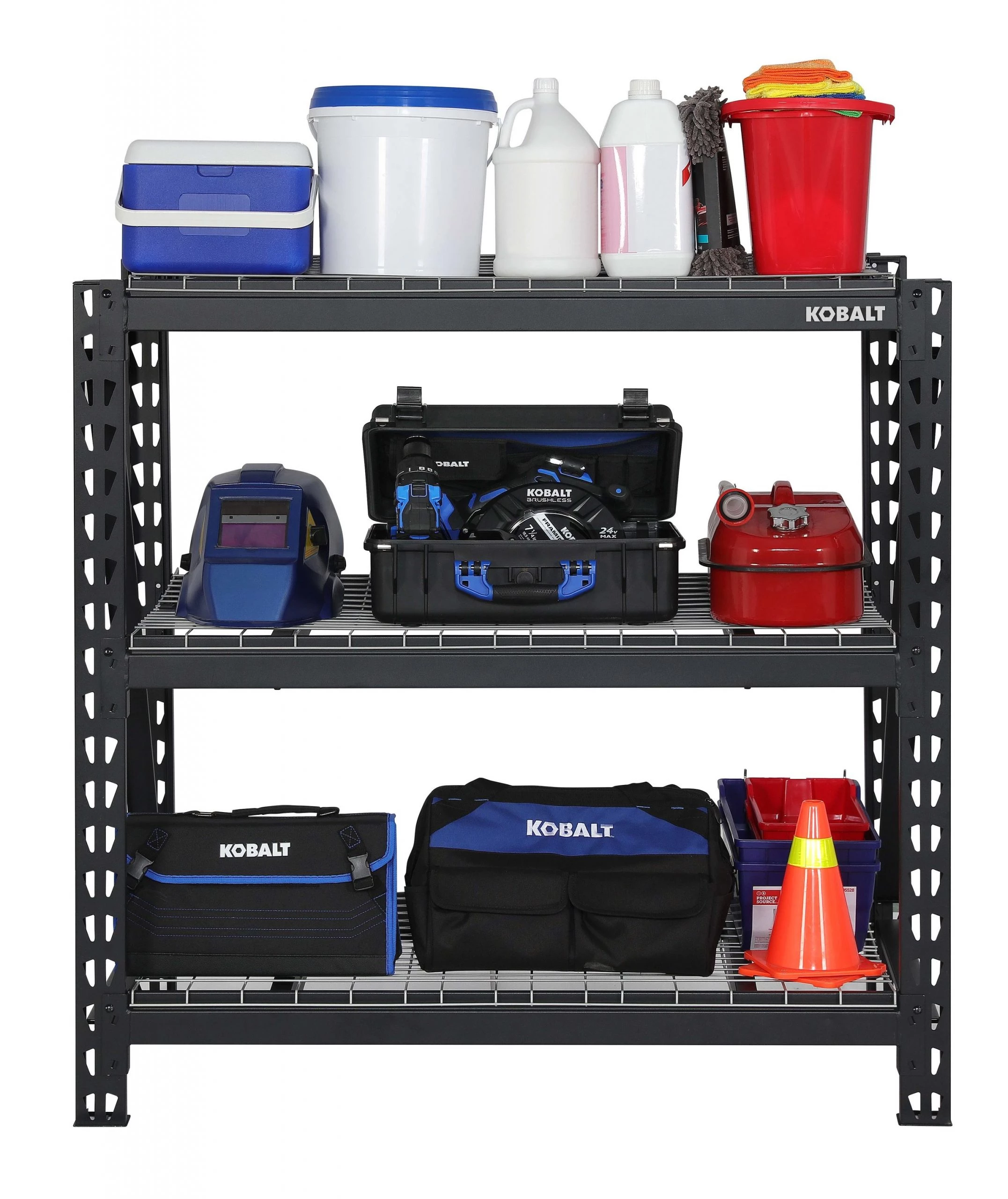 Kobalt Freestanding Shelving Units 48-in W x 24-in D x 47-in H 3-Tier Heavy Duty Steel Utility 3 Kobalt Freestanding Shelving Units 48-in W x 24-in D x 47-in H 3-Tier Heavy Duty Steel Utility - Image 3