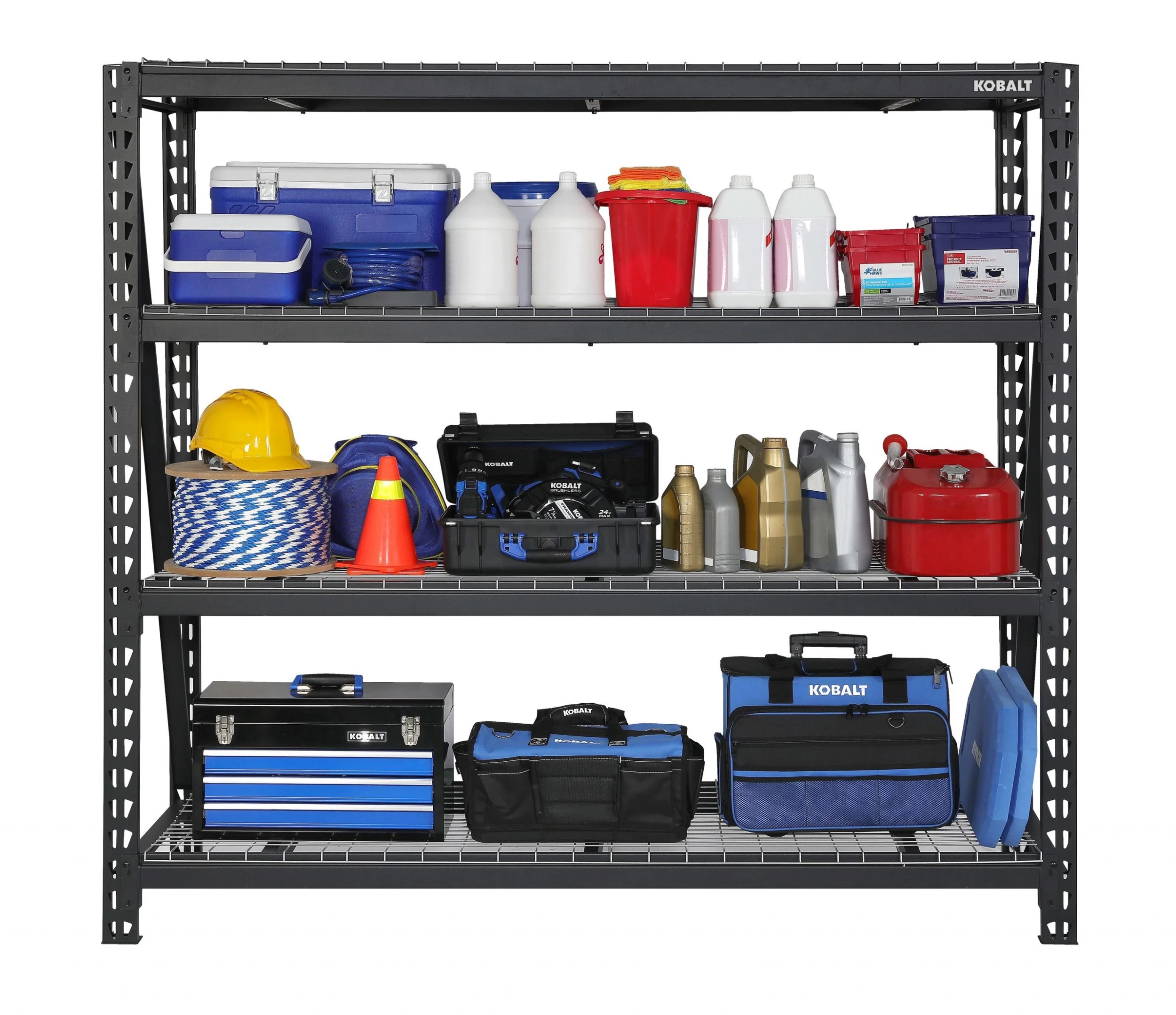 Kobalt Freestanding Shelving Units 77-in W x 24-in D x 72-in H 4-Tier Heavy Duty Steel Utility 3 Kobalt Freestanding Shelving Units 77-in W x 24-in D x 72-in H 4-Tier Heavy Duty Steel Utility - Image 3