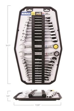 Kobalt Ratchet Wrenches & Sets In Tray with Removable Rails 20-Piece Set 12-Point Standard (SAE) and Metric Combination Ratchet Wrench Set -Hot Sale Kobalt Shop 42336145