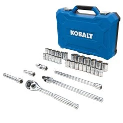 Kobalt Mechanics Tool Sets 33-Piece Standard (SAE) and Metric Combination Polished Chrome Mechanics Tool Set (1/2-in;) -Hot Sale Kobalt Shop 42488294 scaled