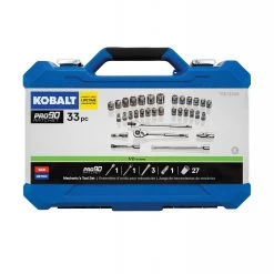 Kobalt Mechanics Tool Sets 33-Piece Standard (SAE) and Metric Combination Polished Chrome Mechanics Tool Set (1/2-in;) -Hot Sale Kobalt Shop 42488302 scaled