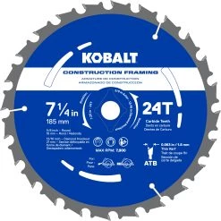 Kobalt Circular Saw Blades 7-1/4-in 24-Tooth Tungsten Carbide-tipped Steel Circular Saw Blade