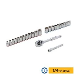Kobalt Mechanics Tool Sets 135-Piece Standard (SAE) and Metric Combination Polished Chrome Mechanics Tool Set (1/4-in; 3/8-in) -Hot Sale Kobalt Shop 44317393
