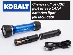 Kobalt Flashlights 350-Lumen LED Rechargeable Flashlight -Hot Sale Kobalt Shop 45365867 scaled